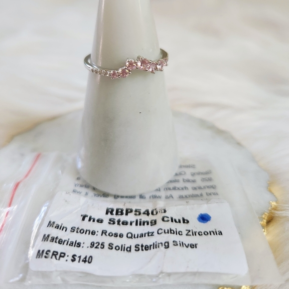 NWT Bomb Party Rose Quartz Cubic Zirconia .925 Sterling Silver Ring - Size 11 - Picture 6 of 10